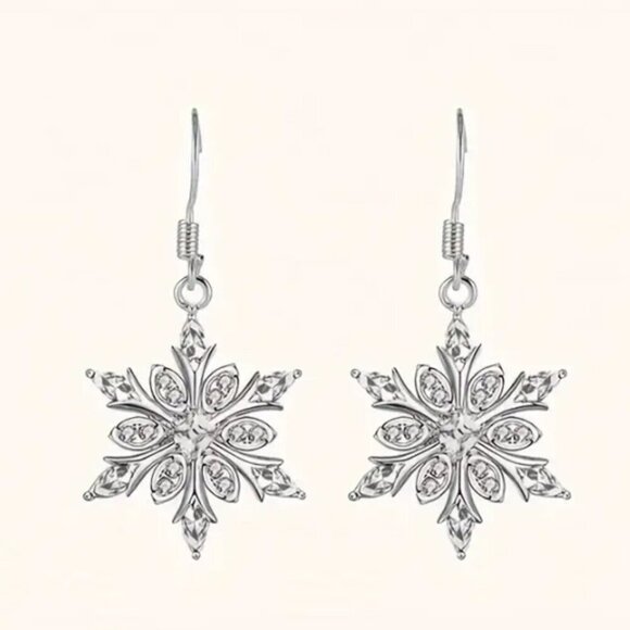 Snowflake Earring & Necklace Set Silver Faux Diamonds NWT - Picture 3 of 3